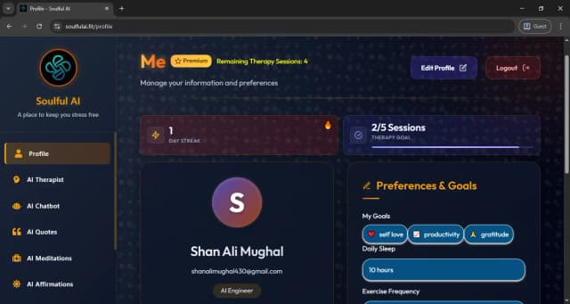 Soulful AI — Join the mental health community for free AI therapy and wellness support